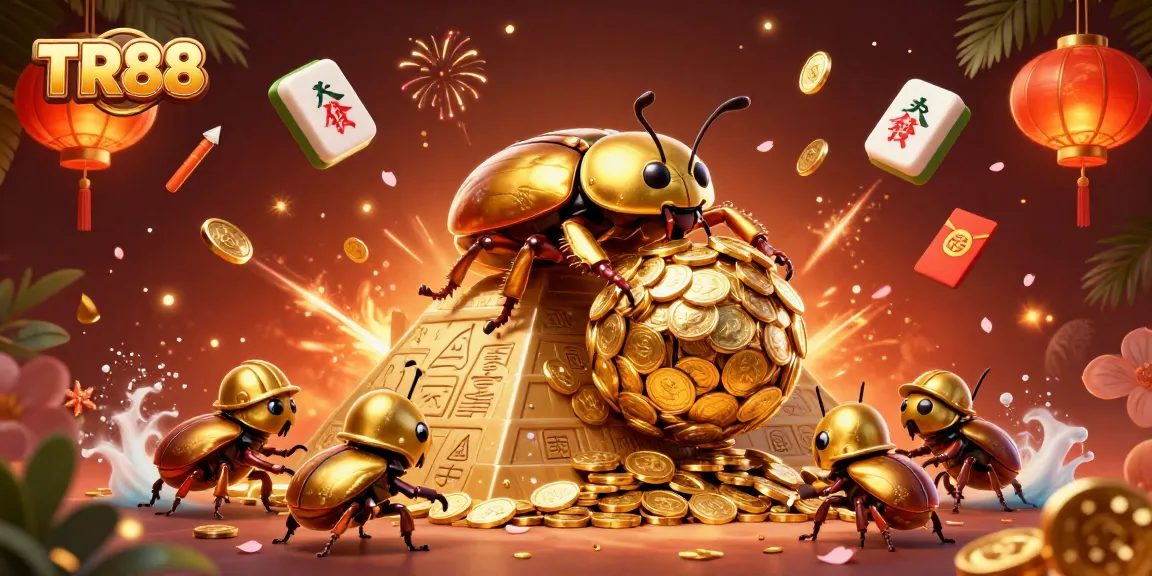 Play exciting games at TR88 with golden coins and vibrant casino elements in a 3D illustration.