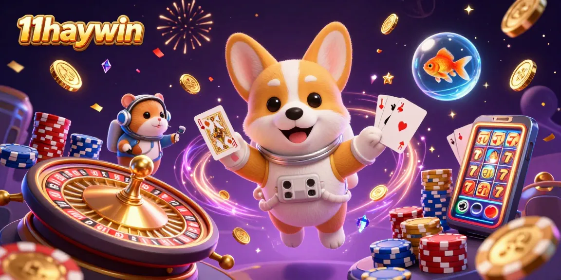 Enjoy thrilling moments at 11haywin in a vibrant space casino with animated gaming characters.
