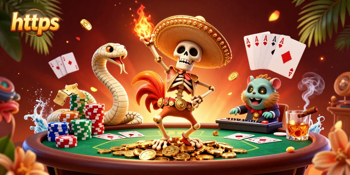 Experience exciting gambling action at https with a vibrant 3D casino scene featuring animated characters.