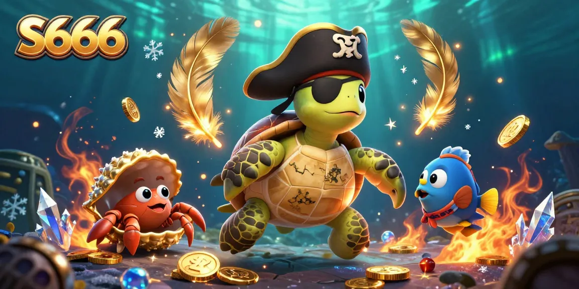 Experience thrilling gaming with S666, featuring vibrant cartoon characters amidst treasure and gold coins.