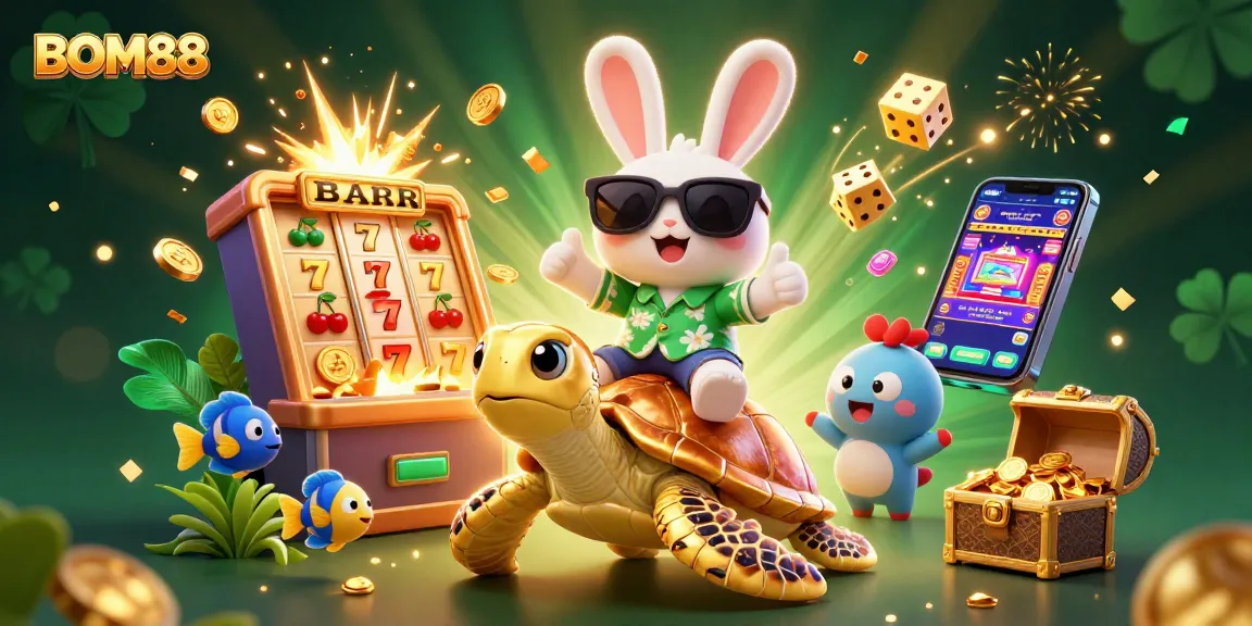 Experience exciting games at BOM88 with our vibrant illustration showcasing casino thrills.