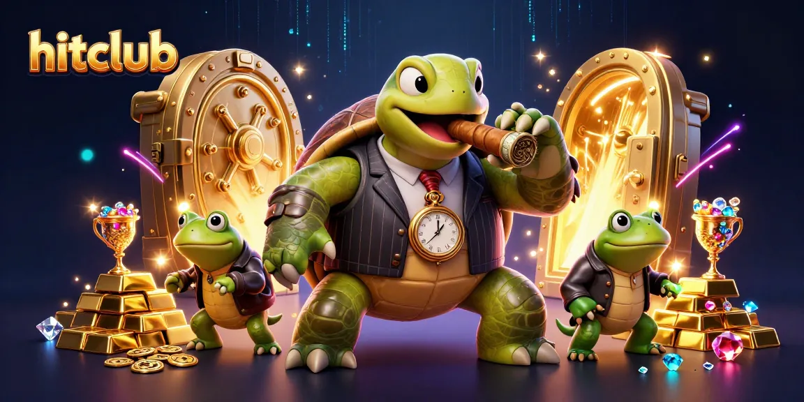 Experience hitclub's vibrant casino world with flashy characters, jewels, and treasures in this dynamic digital artwork.