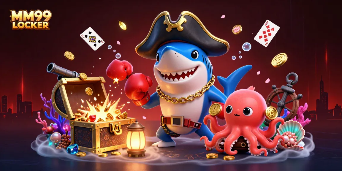 Join the adventure at MM99 LOCKER with the pirate shark and friends discovering treasure and fun!