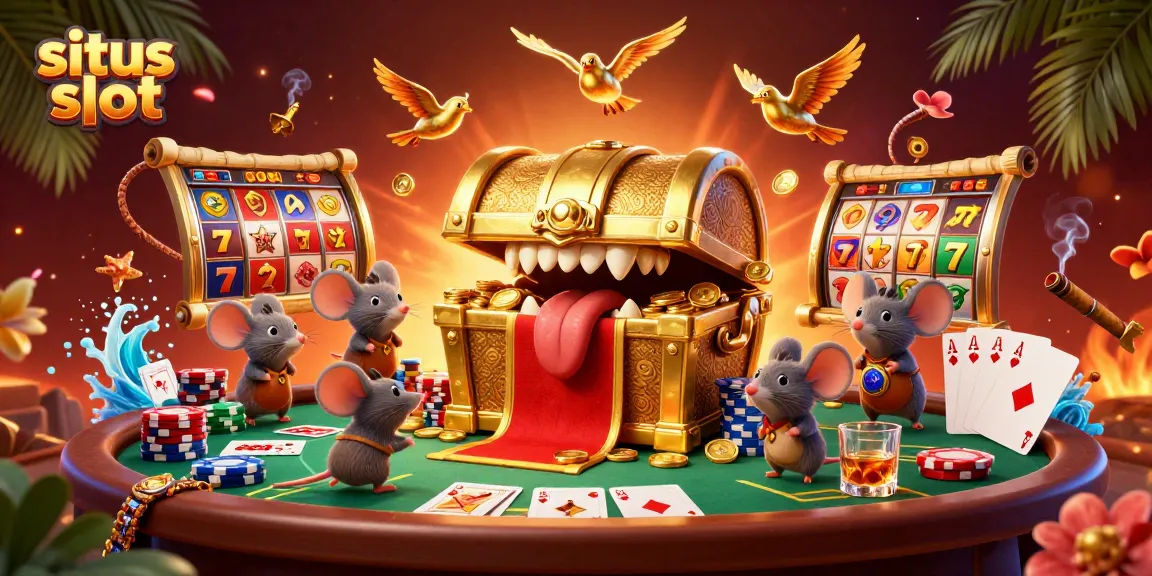 Situs slot menampilkan jackpot dan karakter lucu dalam ilustrasi digital yang menarik.