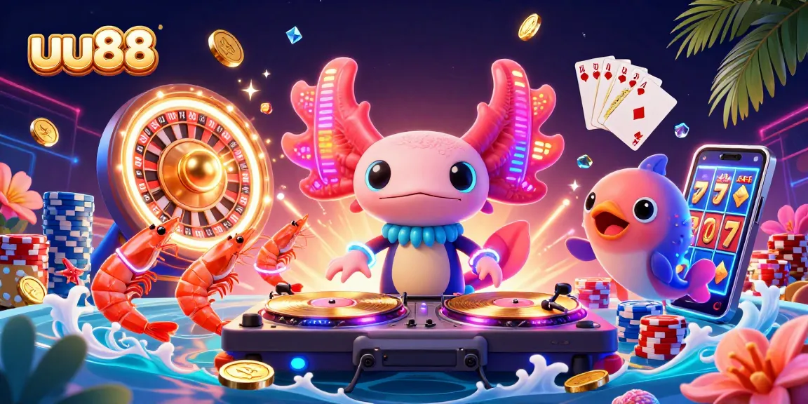 Experience thrilling gameplay with uu88 at a vibrant casino scene showcasing lively characters and dynamic gaming elements.