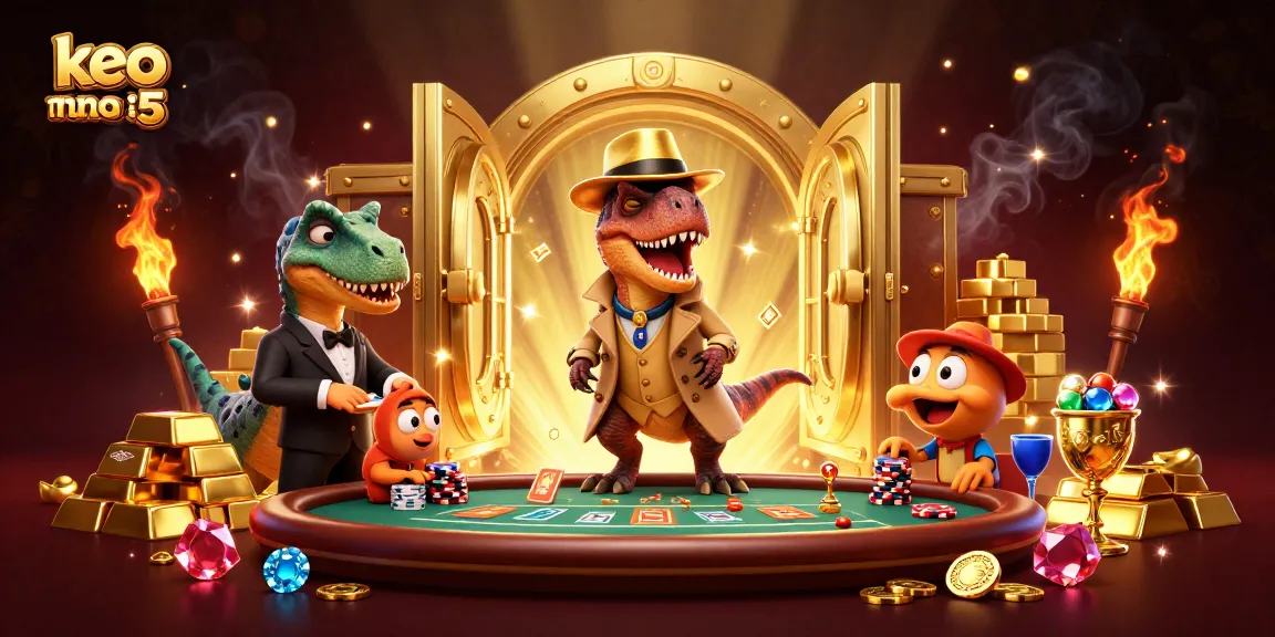 Experience keo nha cai 5 as the velociraptor card counter interacts with casino elements for a rich gambling scene.
