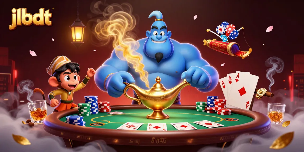 Engage with exciting poker action and colorful elements in jlbdt's vibrant casino scene illustration.