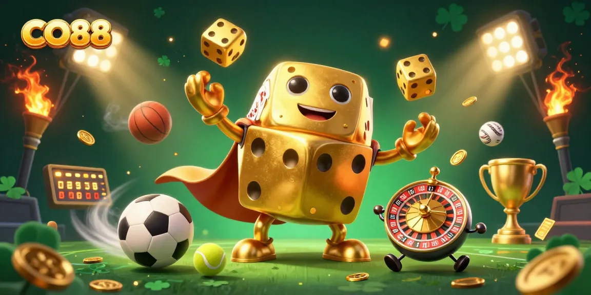 Experience CO88 with exciting games, vibrant characters, and dynamic sports elements in a thrilling casino setting.