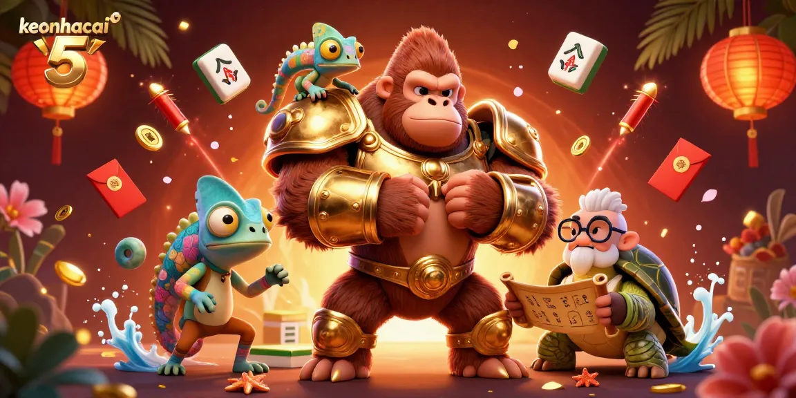 Engage in betting excitement with keonhacai 5, showcasing vibrant characters and dynamic elements of the gambling world.