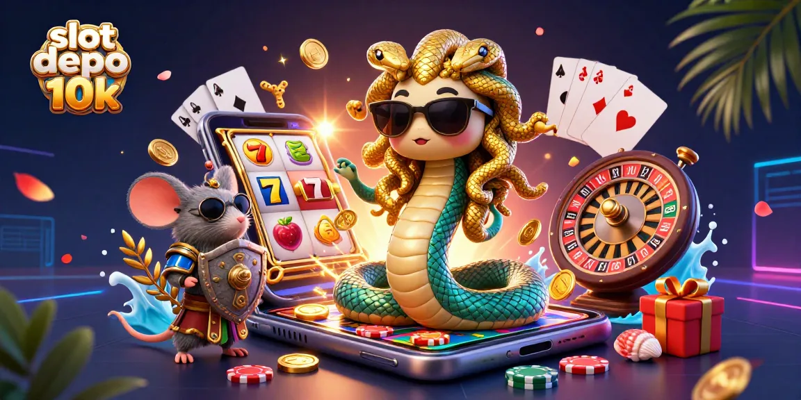 Spin the reels with slot depo 10k while Medusa and a warrior mouse enhance the gaming thrill.