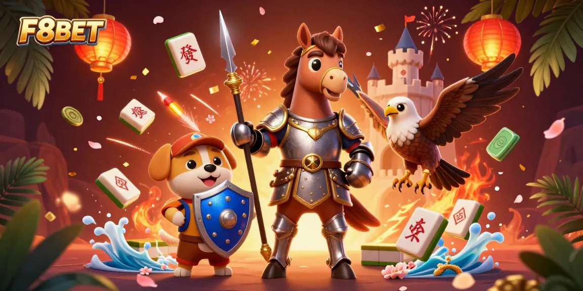 Win big with F8BET in this vibrant and engaging 3D casino illustration featuring a knight and adventures.