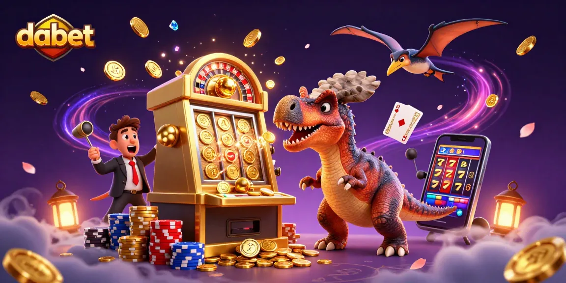 Dabet's thrilling casino scene with animated characters showcasing jackpot excitement.
