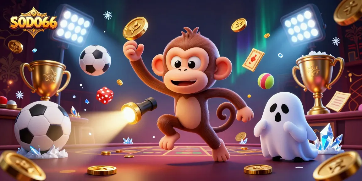 SODO66 players win exciting rewards while chasing golden coins in an animated casino scene.
