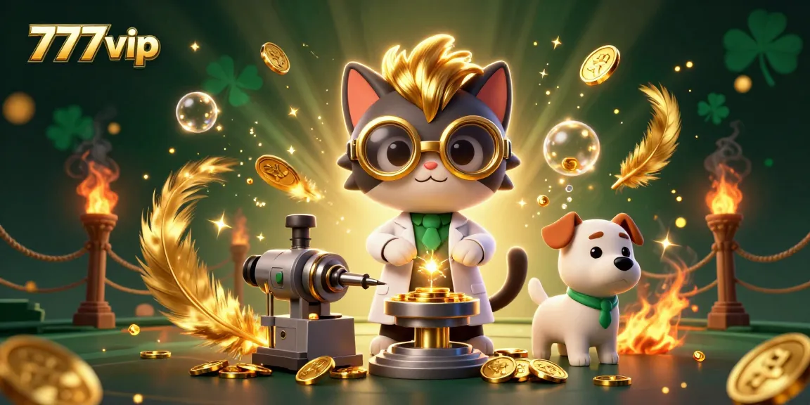 Experience thrilling gameplay with 777vip in this vibrant 3D casino illustration filled with exciting elements.