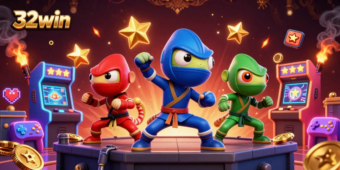 32win chameleon team entertaining players with vibrant casino-themed arcade games