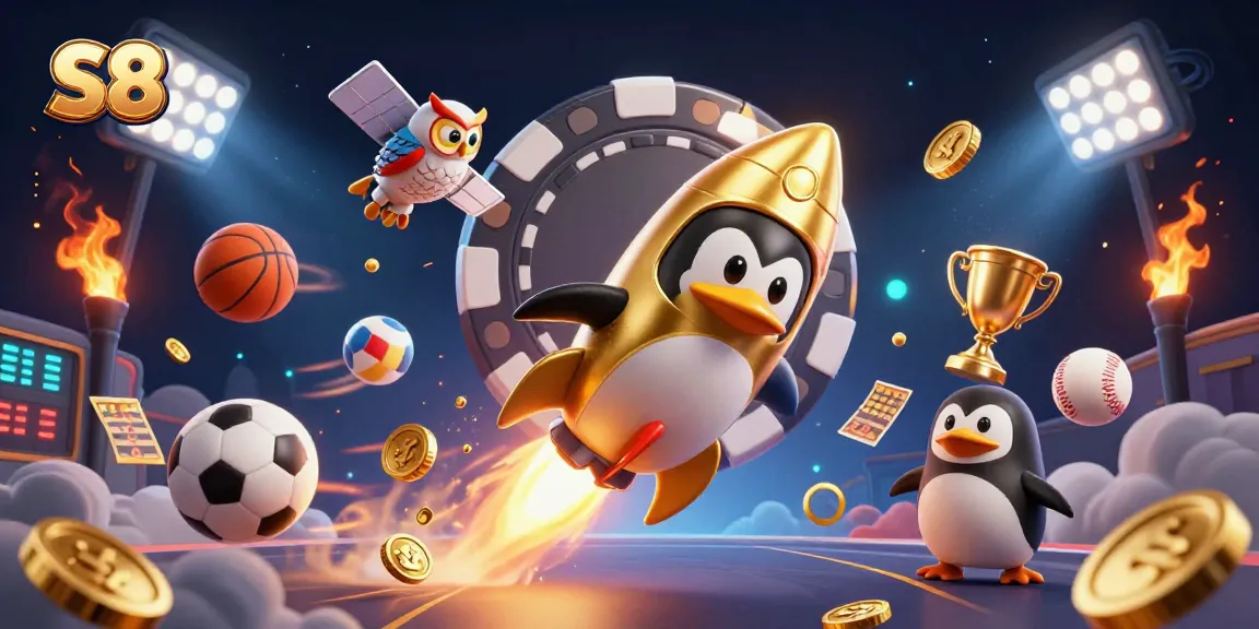 Experience the thrill of gaming with S8's vibrant casino adventure illustration.