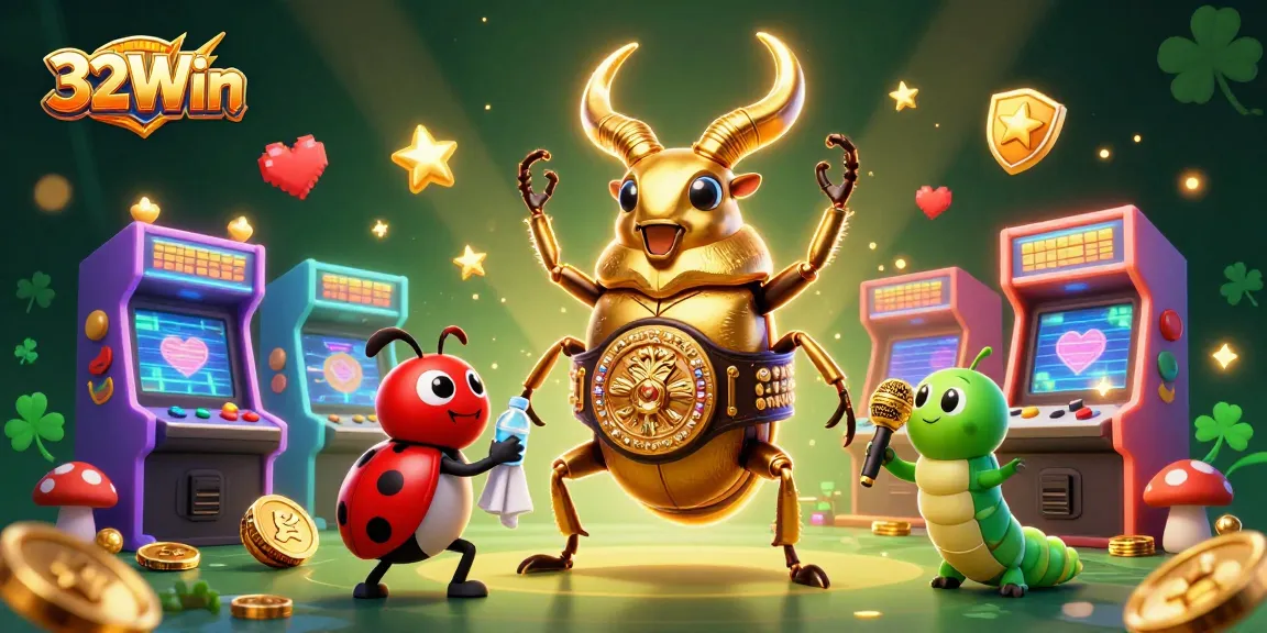 Experience thrilling gameplay at 32Win with vibrant casino-themed 3D illustration, capturing exciting moments.