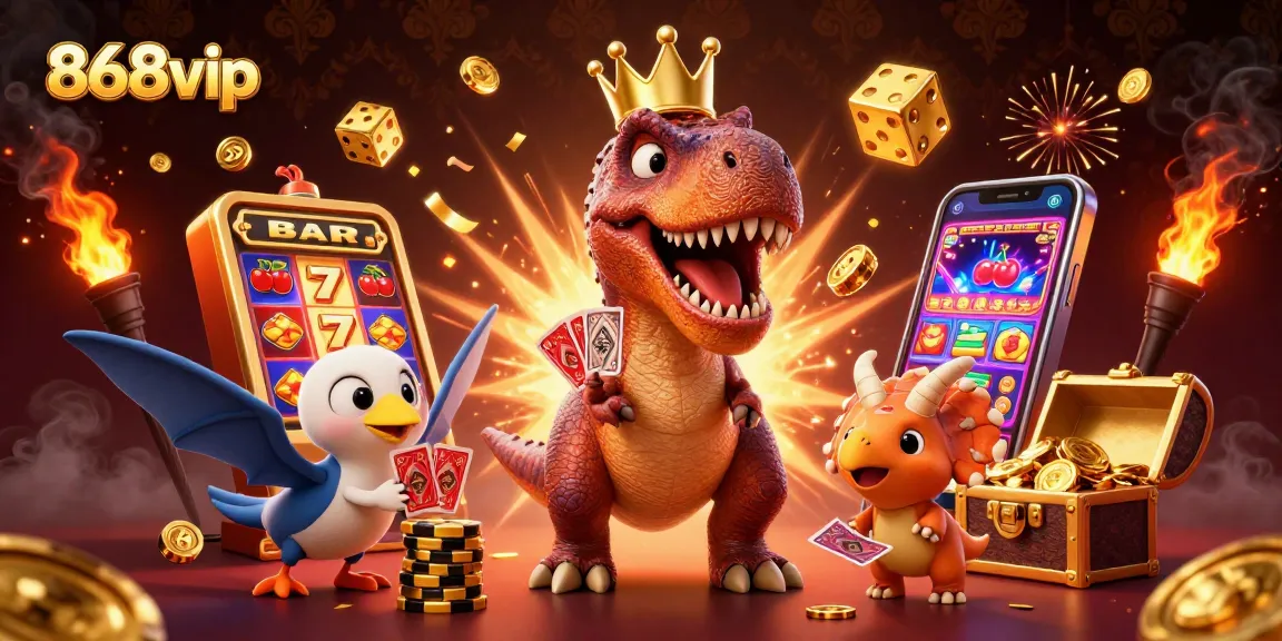 Experience thrilling wins at 868vip with our animated casino scene featuring fun characters and dynamic gaming elements.