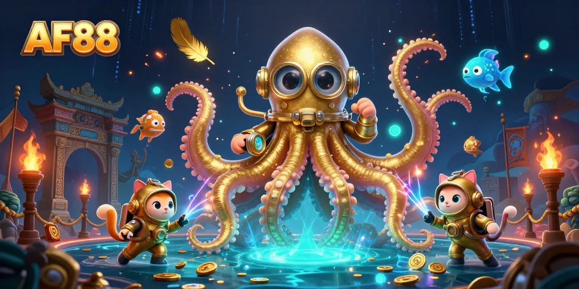 Engage with AF88's thrilling oceans featuring krakens, diving cats, and rich treasures in a dynamic casino atmosphere.