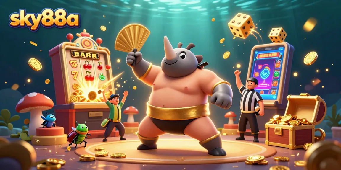 Experience thrilling action with the sky88a sumo champion betting amidst an explosion of luck symbols.
