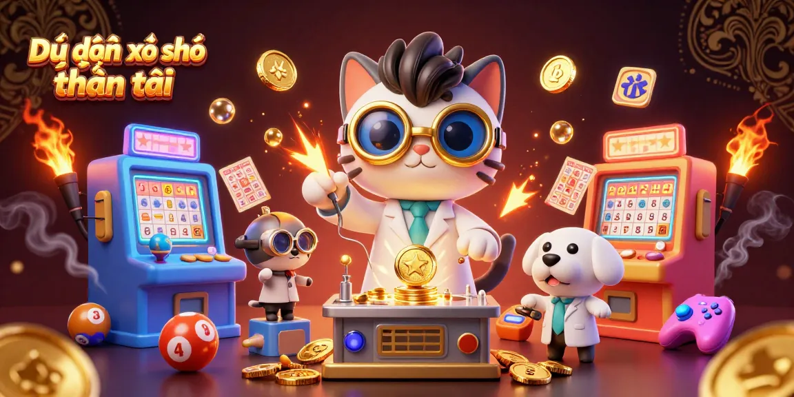 Dự đoán xổ số thần tài reveals lucky numbers through dynamic lottery elements and vibrant visuals.