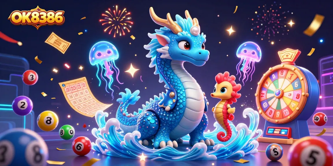 Engage with OK8386's vibrant gaming scene featuring dazzling lottery elements and enchanting characters.