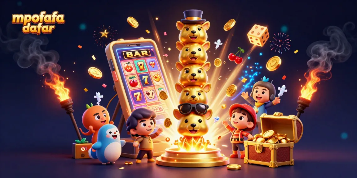 Experience the excitement of mpofafa daftar with a dynamic 3D casino scene filled with games and golden treasures.